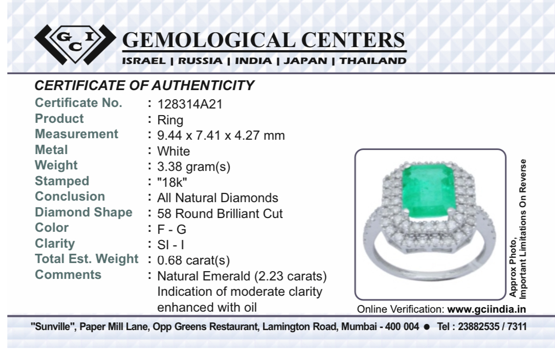 Beautiful Natural Columbian Emerald 2.23 CT With Natural Diamonds & 18k Gold - Image 14 of 14