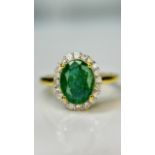 Beautiful Natural Emerald 1.52 CT With Natural Diamonds & 18k Gold