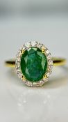 Beautiful Natural Emerald 1.52 CT With Natural Diamonds & 18k Gold