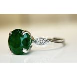 Beautiful 2.74 CT Natural Emerald Ring With Natural Diamonds & Platinum 950