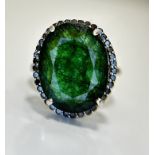 Beautiful Natural Emerald 11ct With Natural Black Diamonds & 18kGold