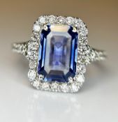 2.53 CT Unheated/untreated Cornflower Blue Sapphire Natural Diamonds & 18k Gold