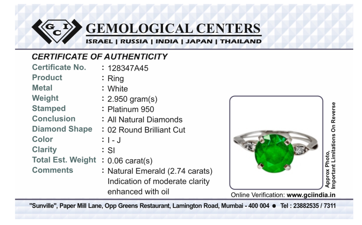 Beautiful 2.74 CT Natural Emerald Ring With Natural Diamonds & Platinum 950 - Image 11 of 11