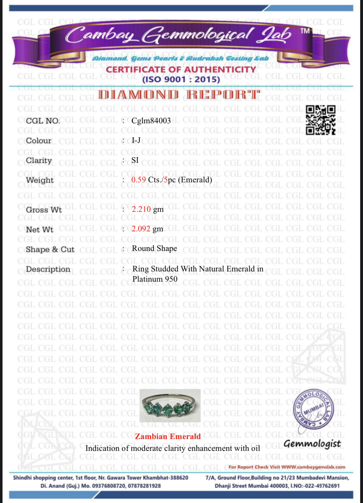 Beautiful Natural Emerald Ring & Platinum 950 - Image 5 of 5
