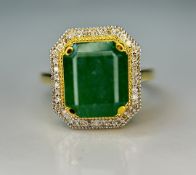 Beautiful Natural Emerald 3.99ct With Natural Diamonds & 18k Gold