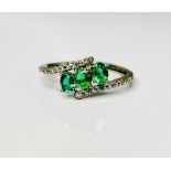 Beautiful Natural Emerald Ring With Natural Diamonds & Platinum 950
