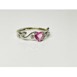 Beautiful Heart Shape Unheated Ceylon Pink Sapphire Diamonds & Platinum
