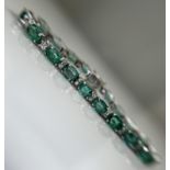 Beautiful 11.10 CTS Natural Emerald Bracelet With Natural Diamonds&18k Gold