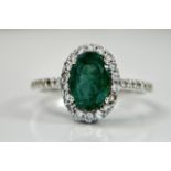 Beautiful Natural Emerald 1.22CT With Natural Diamonds & 18k Gold