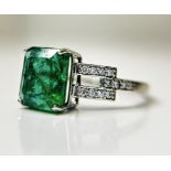 Beautiful Natural 2.64 CT Emerald Ring With Natural Diamonds & Platinum 950