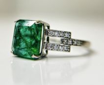 Beautiful Natural 2.64 CT Emerald Ring With Natural Diamonds & Platinum 950