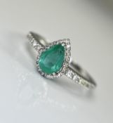 Beautiful Natural Emerald 0.68 CT With Natural Diamonds & 18k Gold