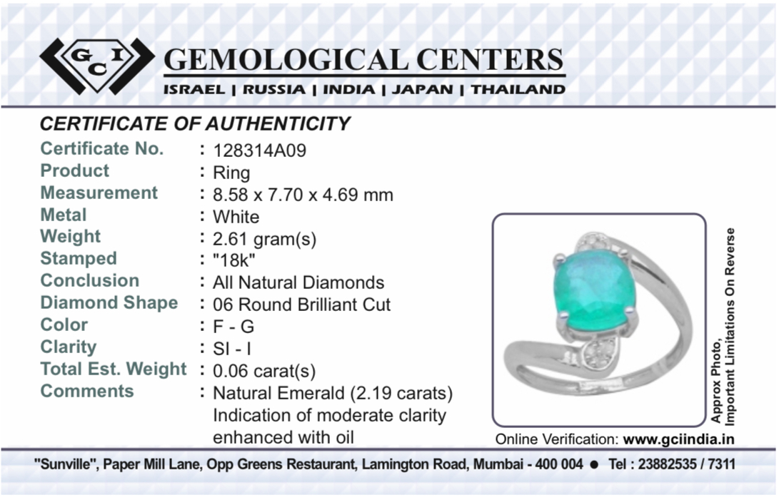 Beautiful Natural Emerald 2.19 Ct With Natural Diamonds & 18k Gold - Image 9 of 9