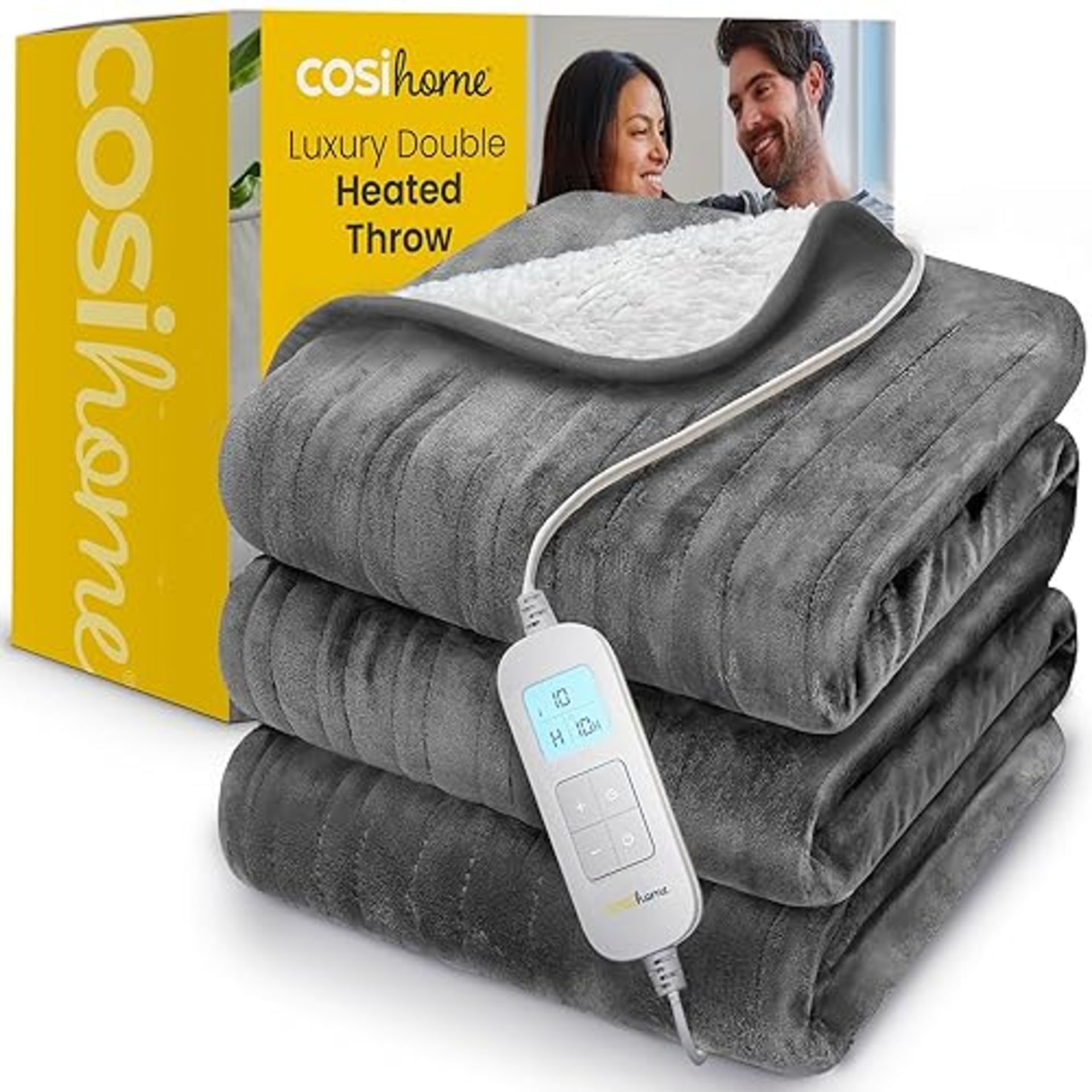 Cosi Home® Luxury Heated Throw In Grey - Electric Blanket - Extra Large Heated Blanket, Machine...