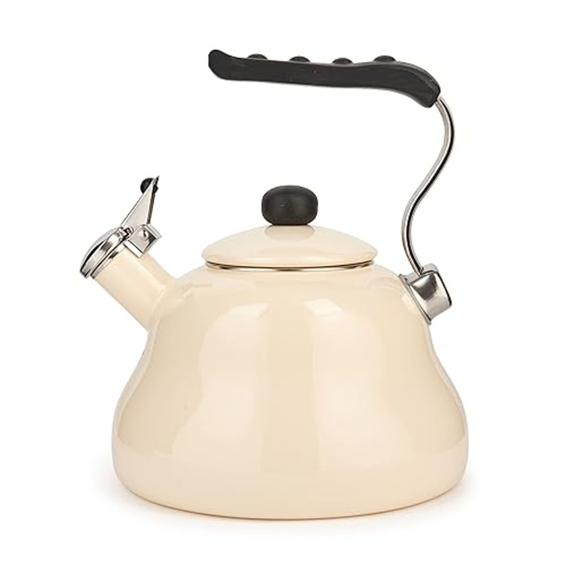 La Cafetiare Coloured 2 Litres Whistling Kettle, Seashell Cream