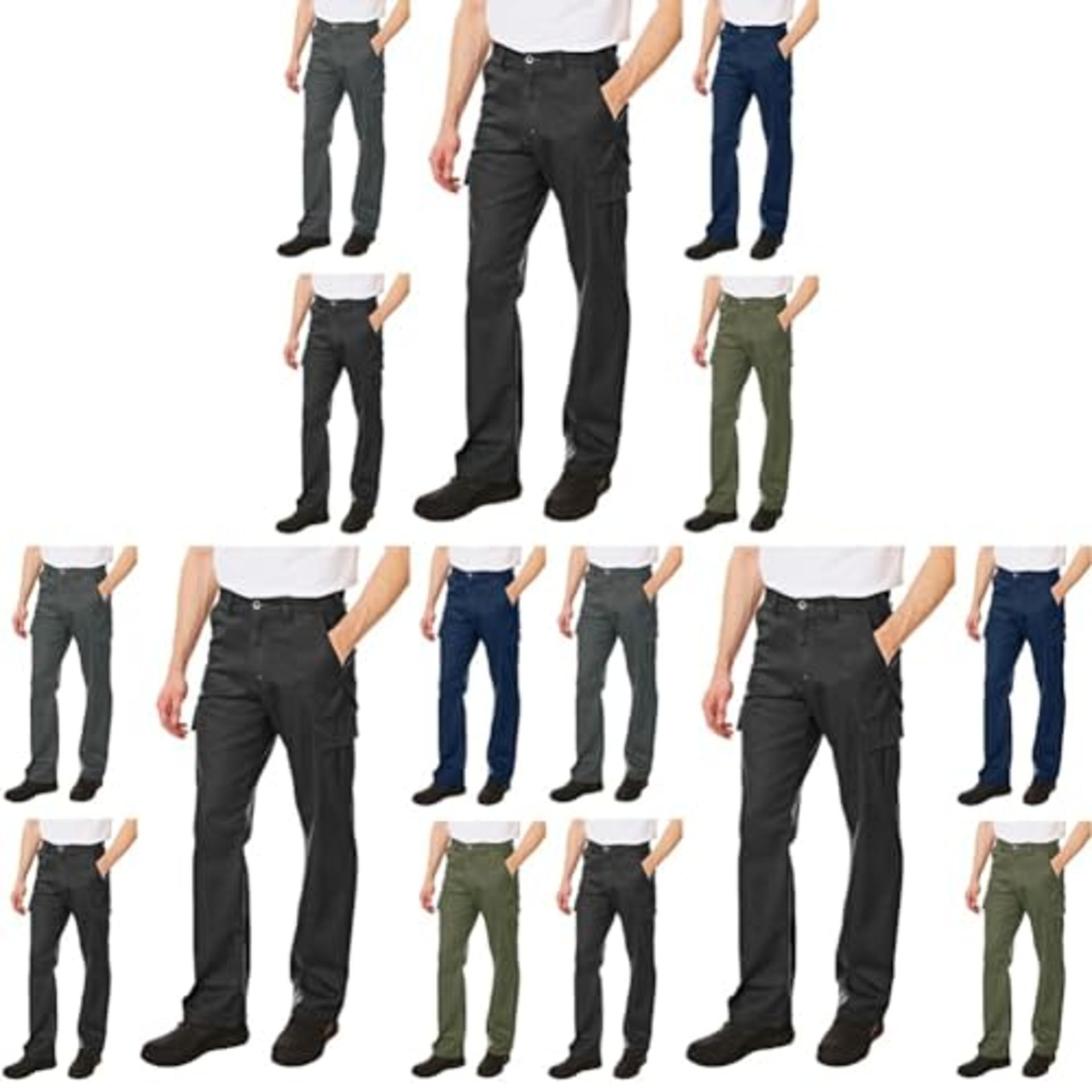 Lee Cooper Men's Heavy Duty Easy Care Multi Pocket Work Safety Classic Cargo Pants Trousers, Black..