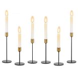 Candle Holders Taper Candle Holder - Set of 6 Black Candlestick Holders With Brass Top Candle Sti...