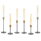 Candle Holders Taper Candle Holder - Set of 6 Black Candlestick Holders With Brass Top Candle Sti...