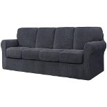 Chun Yi 9 Pieces Stretch Sofa Cover 4 Seater With Four Separate Cushions and Backrests Stylish Ja...
