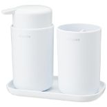 Brabantia Renew 3 Piece Bathroom Accessory Set, Set of 3, Refillable Handwash Soap Dispenser, Too...