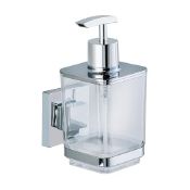 Wenko Vacuum-Loc Soap Dispenser Quadro, Stainless Steel, Silver Shiny, 7.5 X 10 X 16 Cm