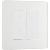 BG Electrical Evolve Double Touch Dimmer Switch, 2-Way Master, 200W, Pearlescent White