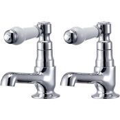 Hapilife DT20E Basin Pair Victoria Traditional Bathroom Sink Taps Mixers Ceramic Lever, Chrome &...