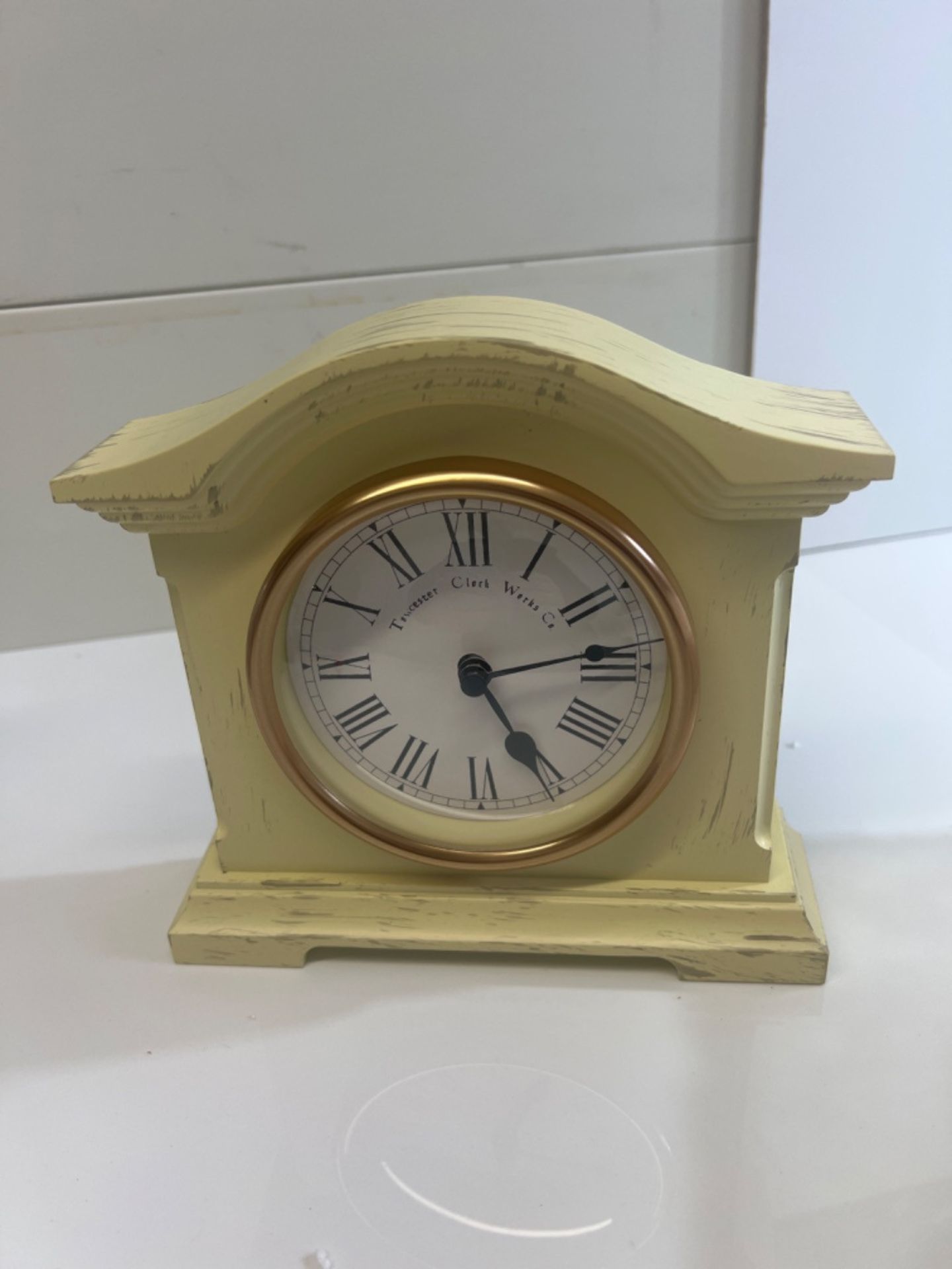 Acctim Falkenburg Distressed Mantel Clock Quartz Cream - Image 2 of 3