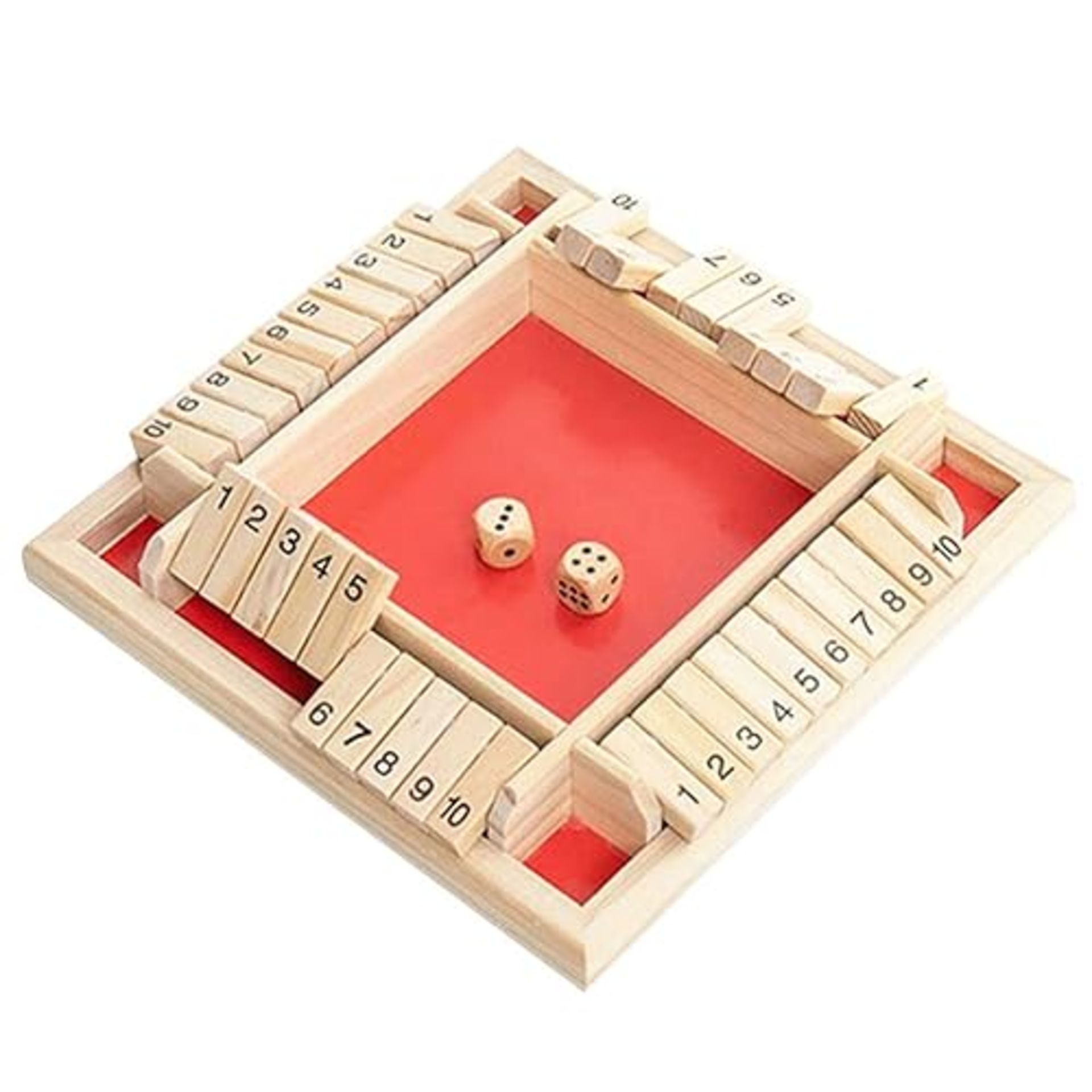 Scucs Wooden Board Game, 4 Player Shut The Box Dice Game Math Traditional Pub Board Dice Game Tra...