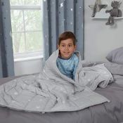 Dreamscene Star Teddy Fleece Weighted Blanket, Soft Fluffy Quilted Throw, Silver Grey, 100 X 150C...