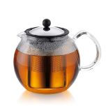 Bodum Assam Tea Press, Permanent Filter, Glass Handle, 1.5 L/51 Oz) - Shiny, Stainless Steel