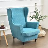 Highdi Wingback Chair Covers 2 Piece Stretch Wing Chair Slipcover, Solid Colour Jacquard Thicken S..