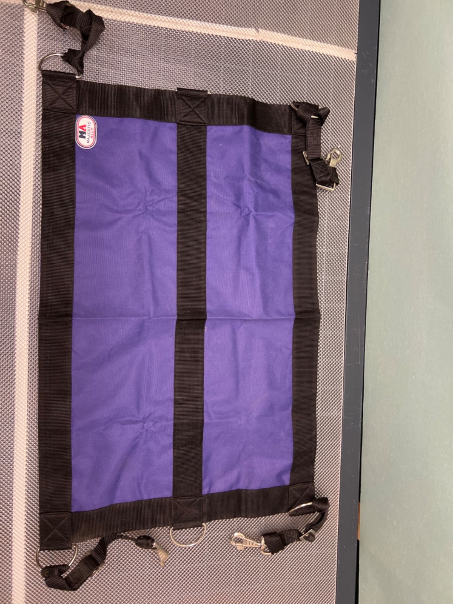 Majestic Ally 1200D 29"X19" Horse Stall Guard With Adjustable Straps and Hardware (Purple Black) - Image 2 of 3