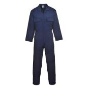 Portwest S999 Men's Euro Workwear Polycotton Coverall Boiler Suit Overalls Navy, M