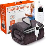 Warmer Electric Heated Throw Blanket - Extra Large 200 X 130Cm Digital Controller - Timer, 9 Heat...