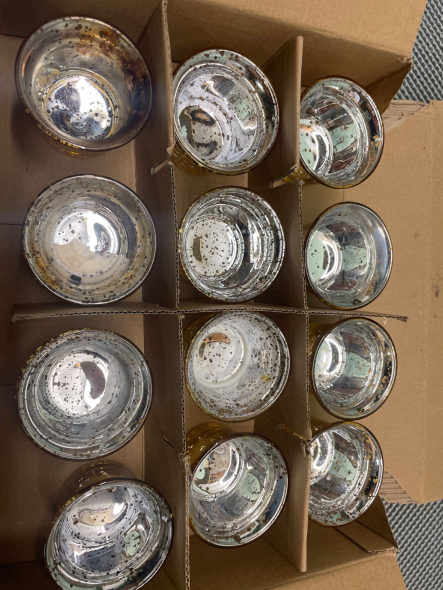 Nuptio Tea Light Candle Holders - Set of 12 Glass Tealight Holders Bulk Mercury Gold Candle Holde... - Image 2 of 2