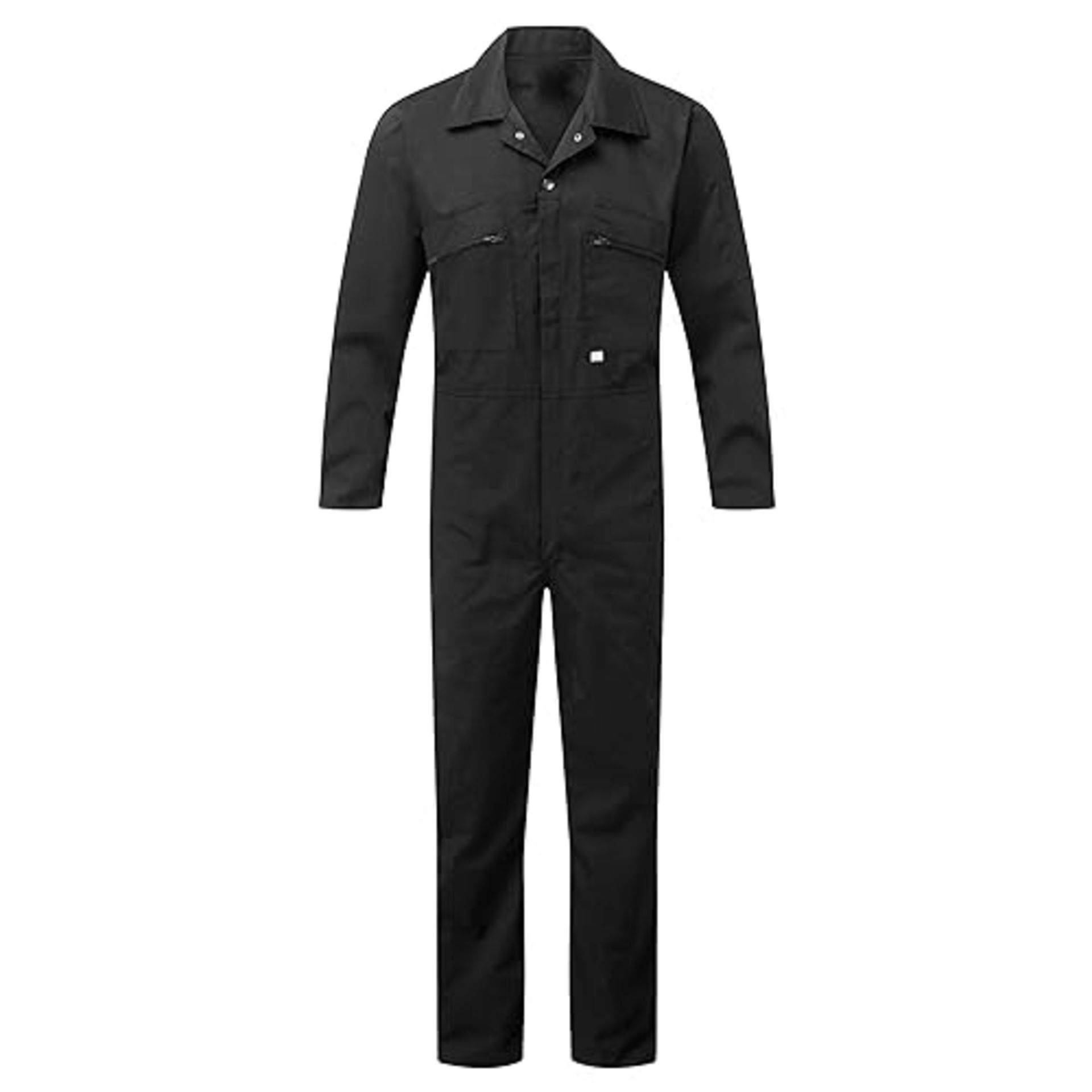 Fort - Zip Front Coverall - Black Coveralls - 50" - Handy Pockets - Durable Coveralls - Overalls...