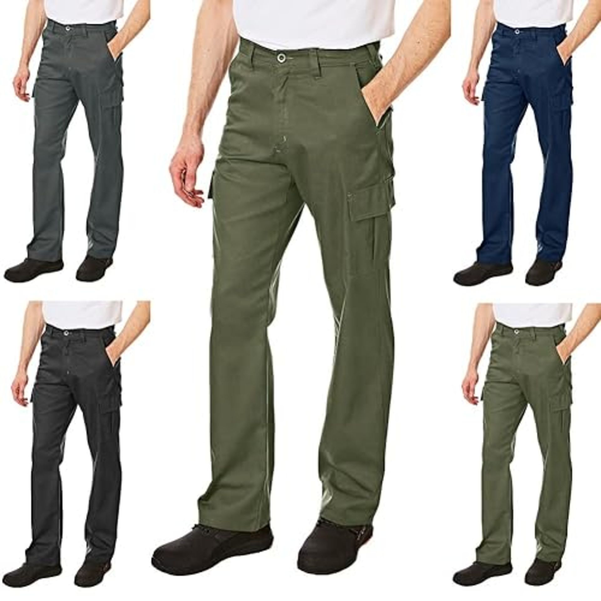 Lee Cooper Men's Cargo Trouser, Khaki Green, 40W/33L (Long)
