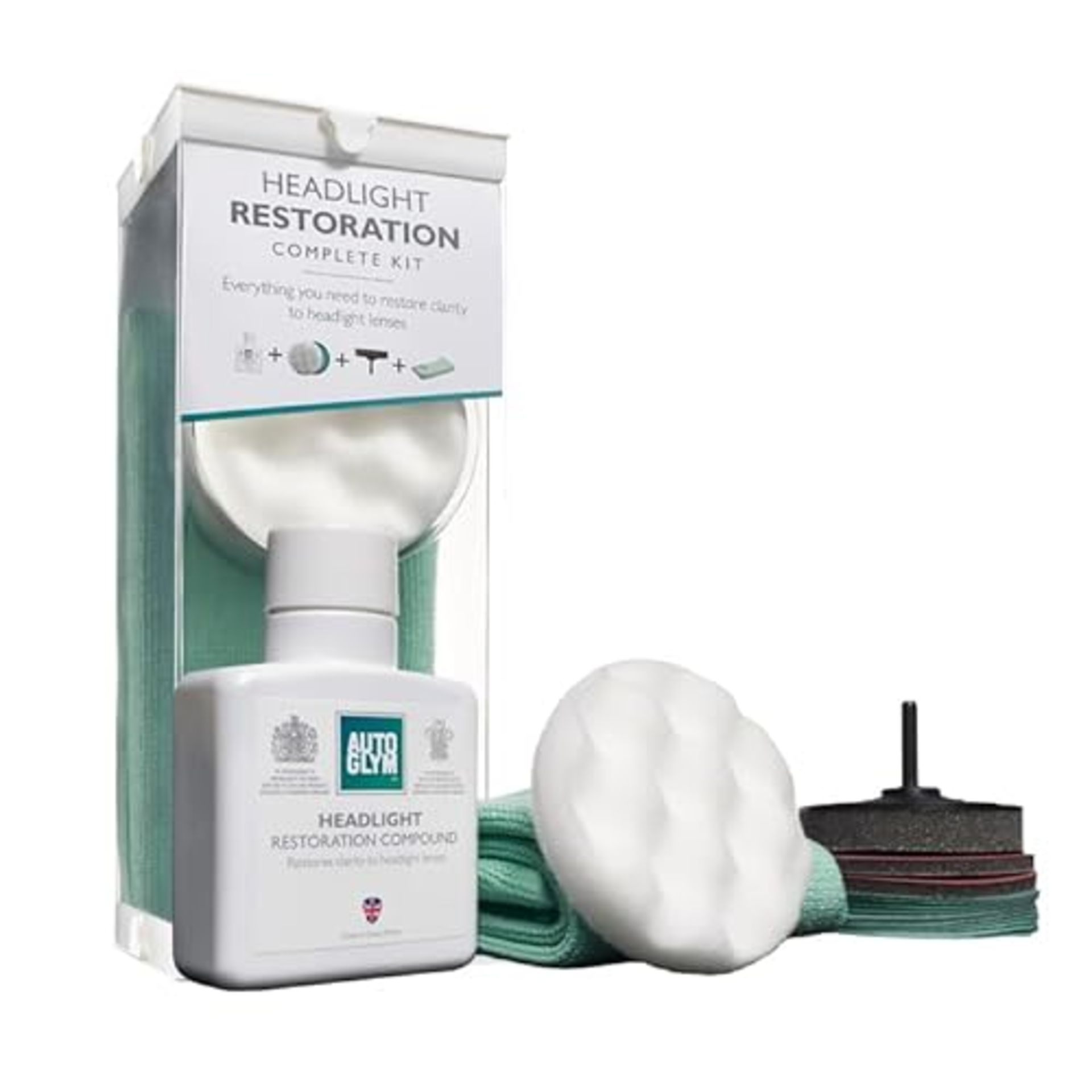Autoglym Headlight Restoration Complete Kit, Quickly Restore Cloudy and Discoloured Headlights, D...