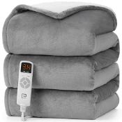 Eheyciga Electric Heated Blanket Throw, Heating Blanket Timer With 6 Heating Levels & 10 Hours Au...