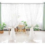 Aspthoyu White Net Curtains 2 Pcs Patterned Voile Curtains Lace Curtain For Windows, Curtain Pane...