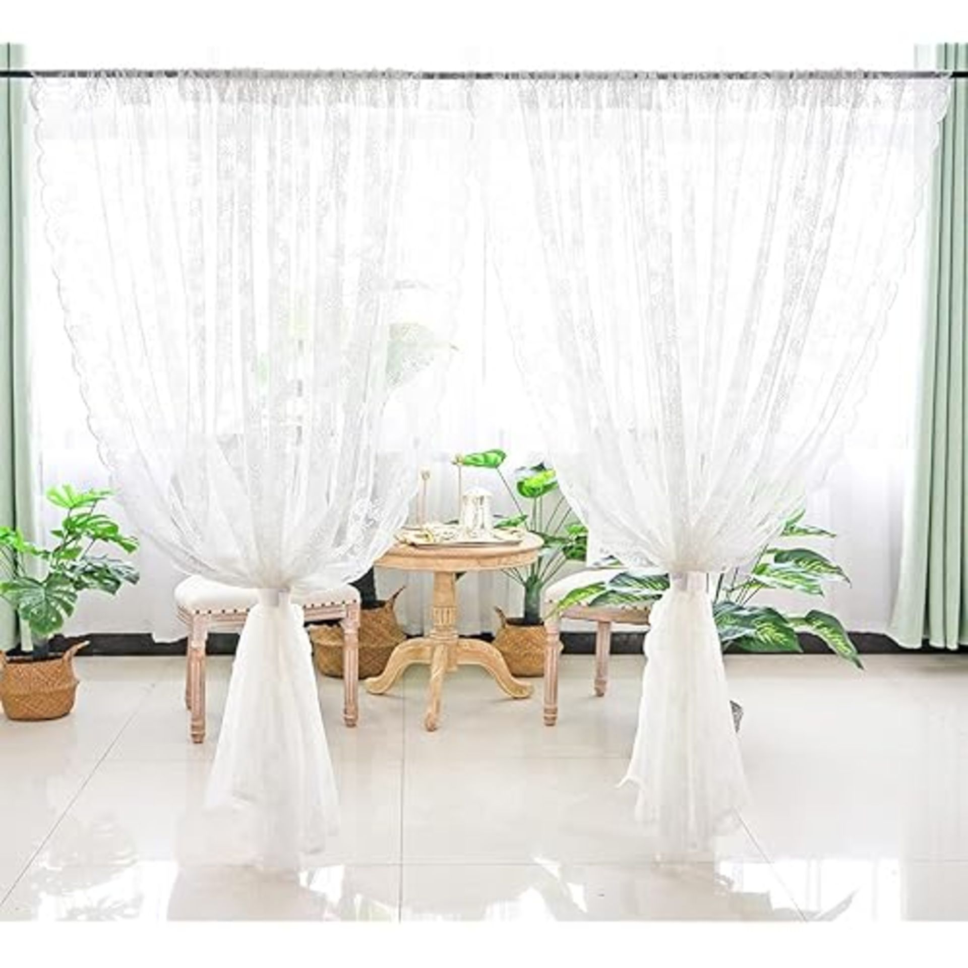 Aspthoyu White Net Curtains 2 Pcs Patterned Voile Curtains Lace Curtain For Windows, Curtain Pane...