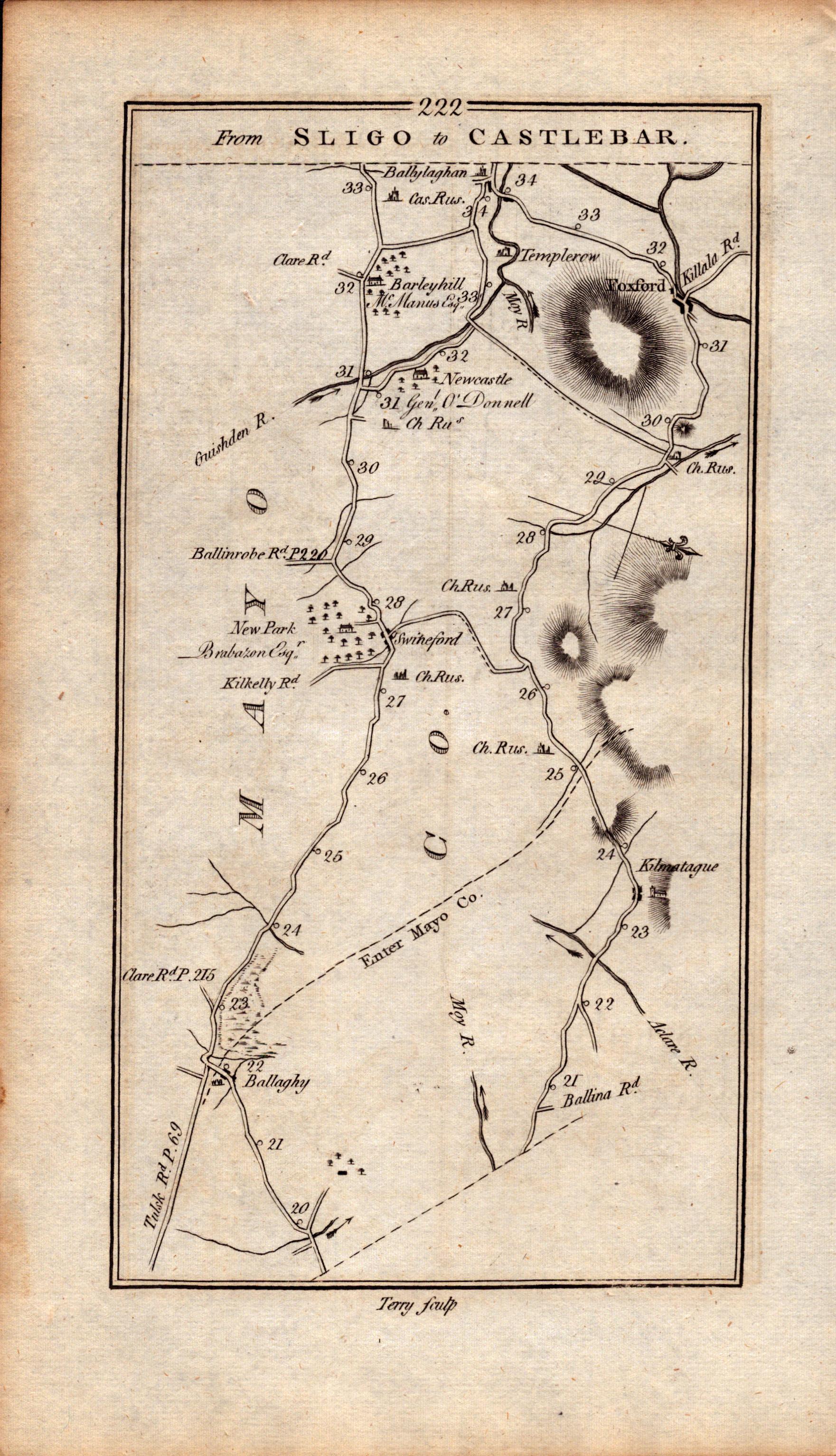 Ireland Rare Antique 1777 Map Sligo Castlebar Tobercorry Co Mayo. - Bild 3 aus 4