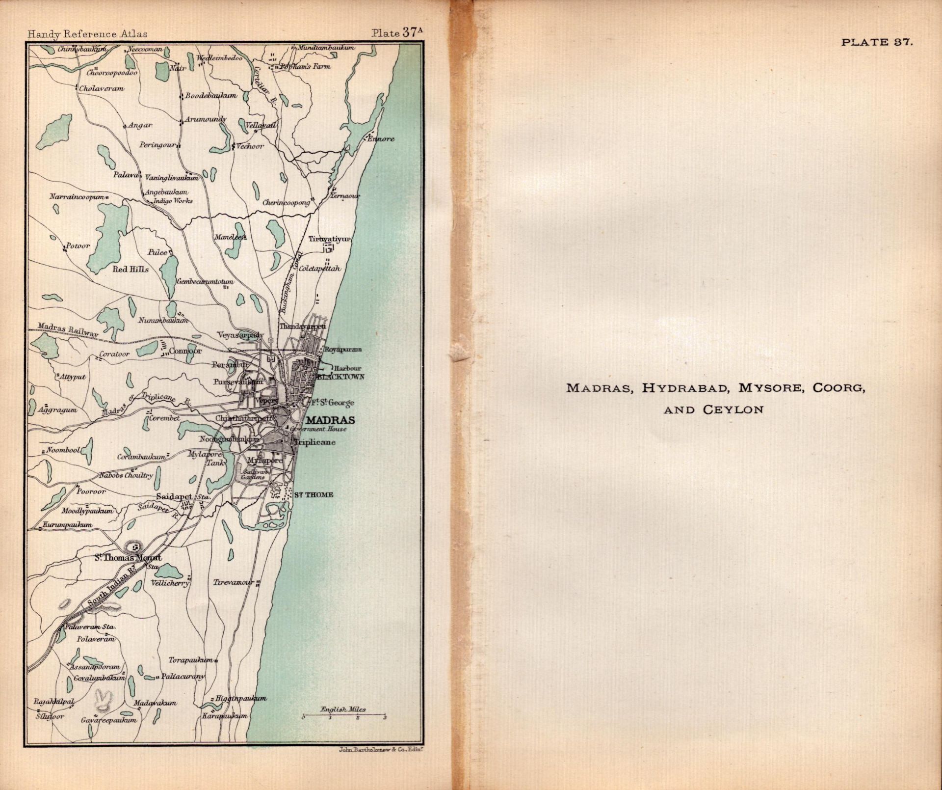 Madras Hyderabad Ceylon Double Sided Victorian Antique 1898 Map. - Image 2 of 3