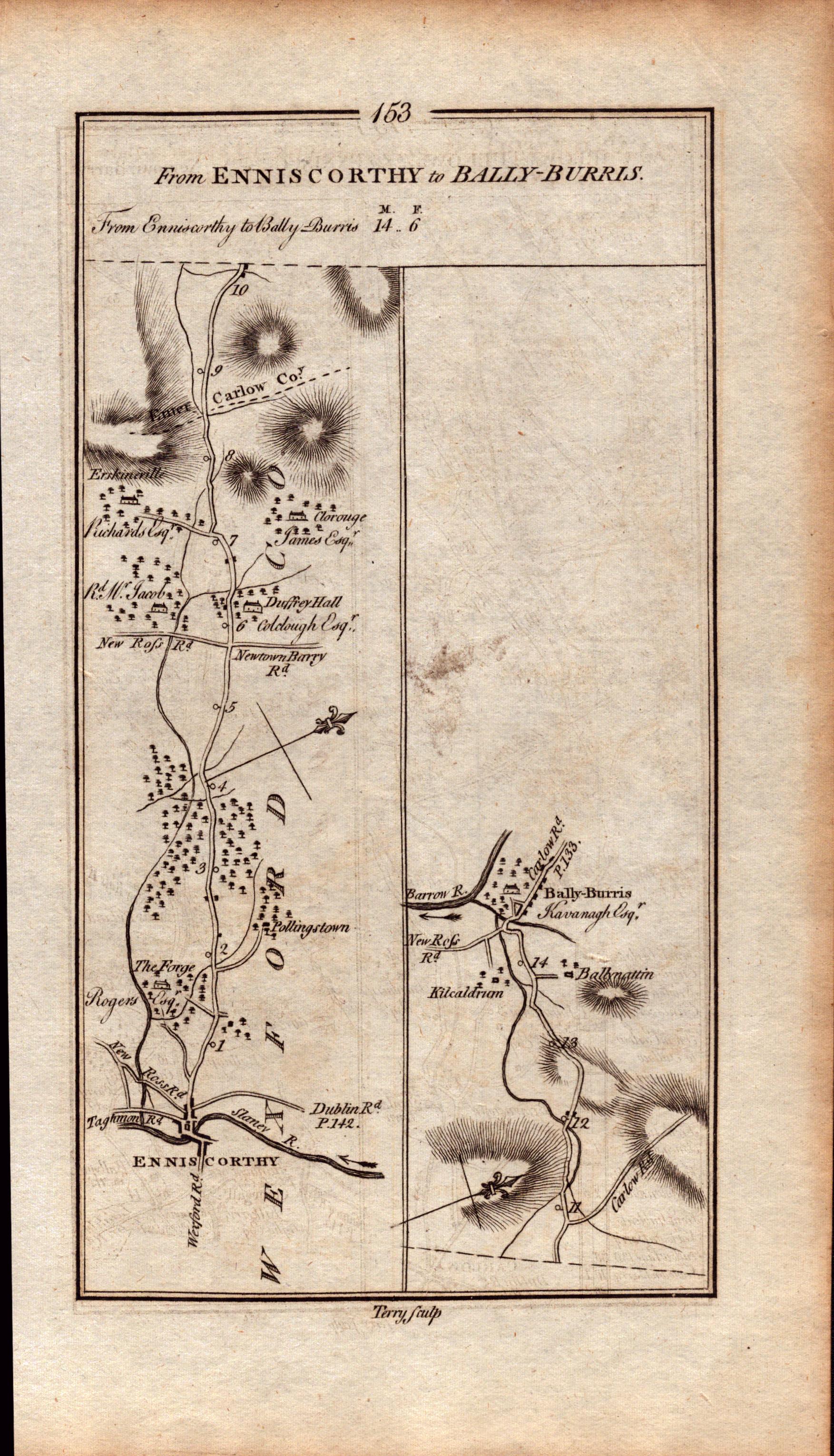 Ireland Rare Antique 1777 Map Enniscorthy Carlow Tullow Ryland Wexford. - Bild 3 aus 4