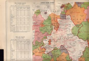 Bacons Vintage London Thames & Lea Valley Districts Water Supply Map.