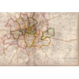 Bacons Vintage London County Courts Bus & Tram Routes Coloured Map.