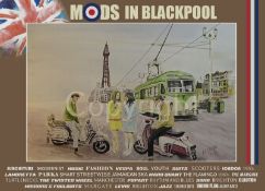 Meeting of The Mods Blackpool Prom Nostalgic 1960's Scene Metal Wall Art