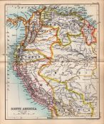 South America Brazil Peru Etc Double Sided Victorian Antique 1896 Map.