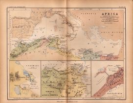 Antique 1867 Coloured Classical Map Africa Alexandria, Numidia, Carthago.